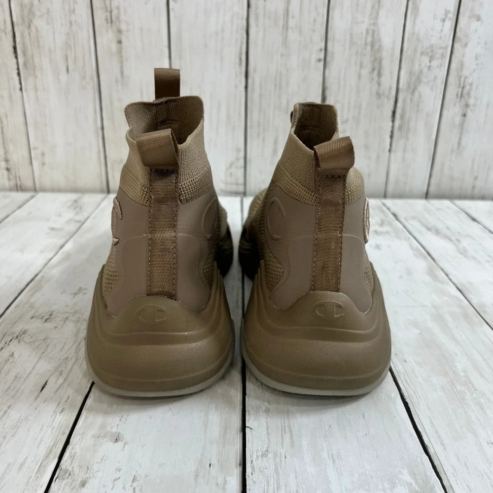 Champion‎ NWOT Men's Tan Knit High Top Sneakers Slip-On Athletic Shoes Size 7.5W